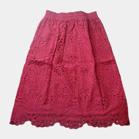 Andie Dresses & Skirts - Andie Mona Skirt Medium Eyelet Lace Pull On Elastic Waist Midi Feminine Pockets